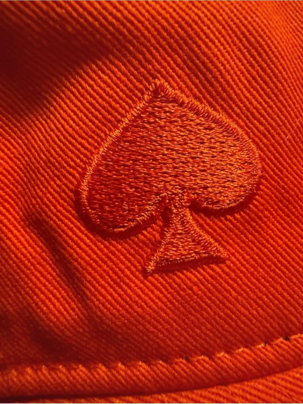 NWT Kate Spade New York Embroidered Spade Logo Baseball Cap Hat Vibrant Orange